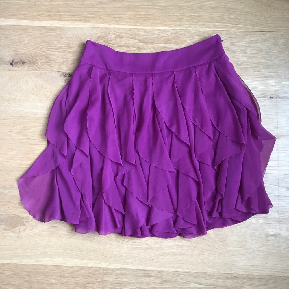 NWT Petite Ann Taylor Purple Layered Flowy Chiffon Fun Flirty Skirt
